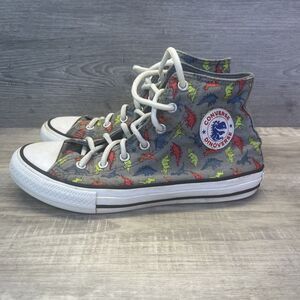 Converse Chuck Taylor Youth Sz 4 All Stars Hi Top Dinosaur Print Sneakers Shoes